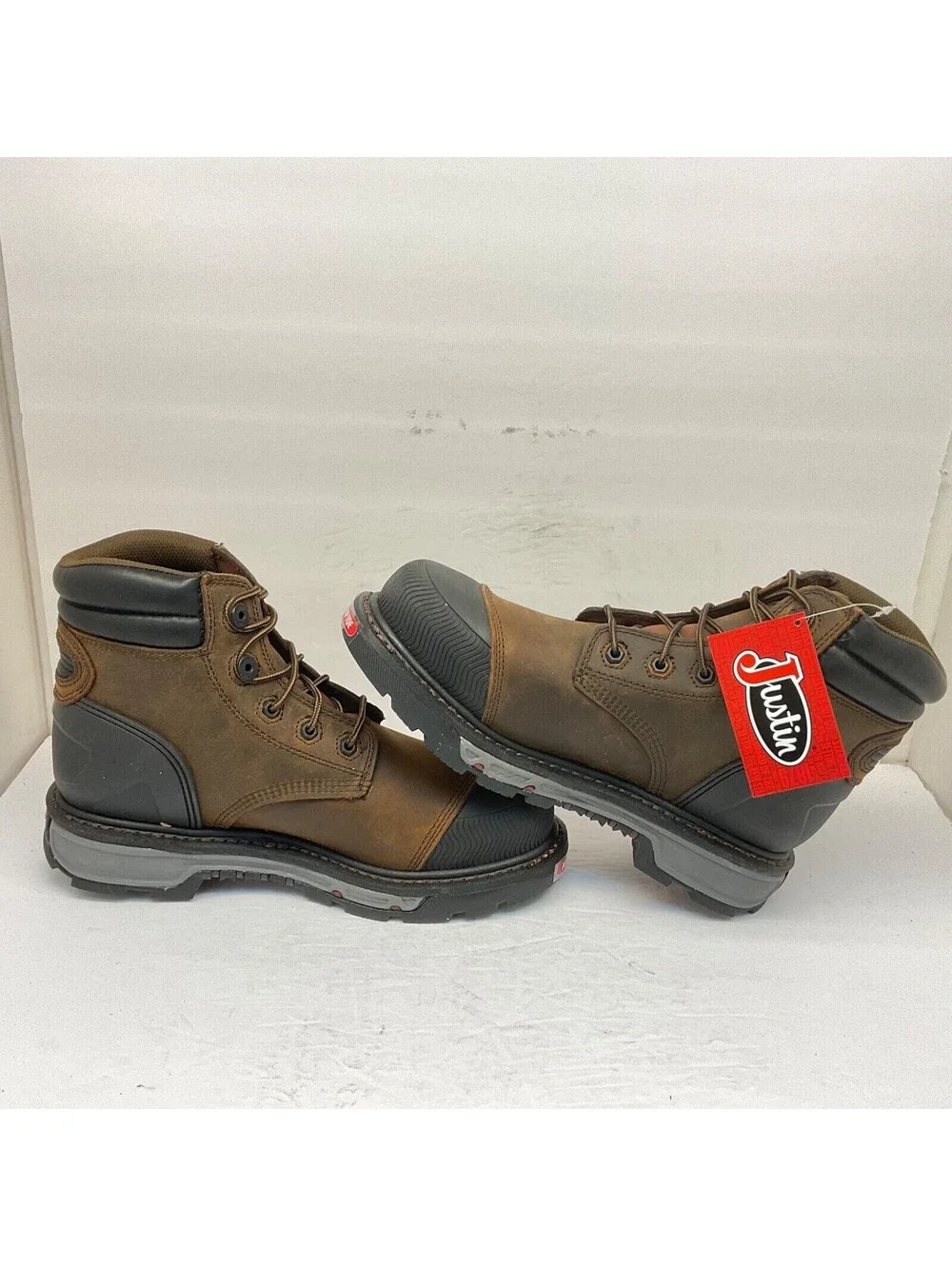 Justin Men's 6” Warhawk Waterproof Nano Comp. Toe Work Boots Whiskey Size 7EE